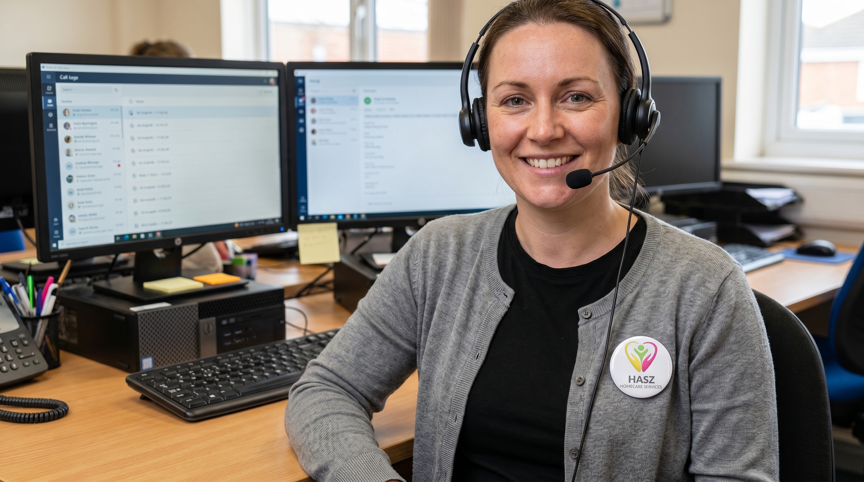 Hasz Homecare Services care coordinator ready to take your call at our office